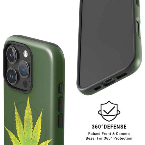 Marijuana Leaf Light Green iPhone 16 Pro Magsafe Impact Case